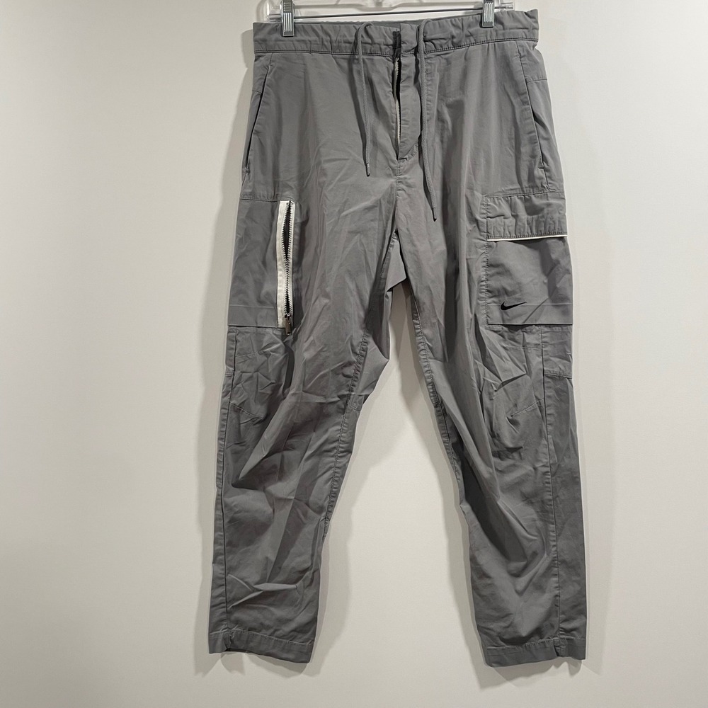 Nike Mens‎ Sportswear Cargo Pants Grey Woven Utility Trousers DD7034-073 Size 32
